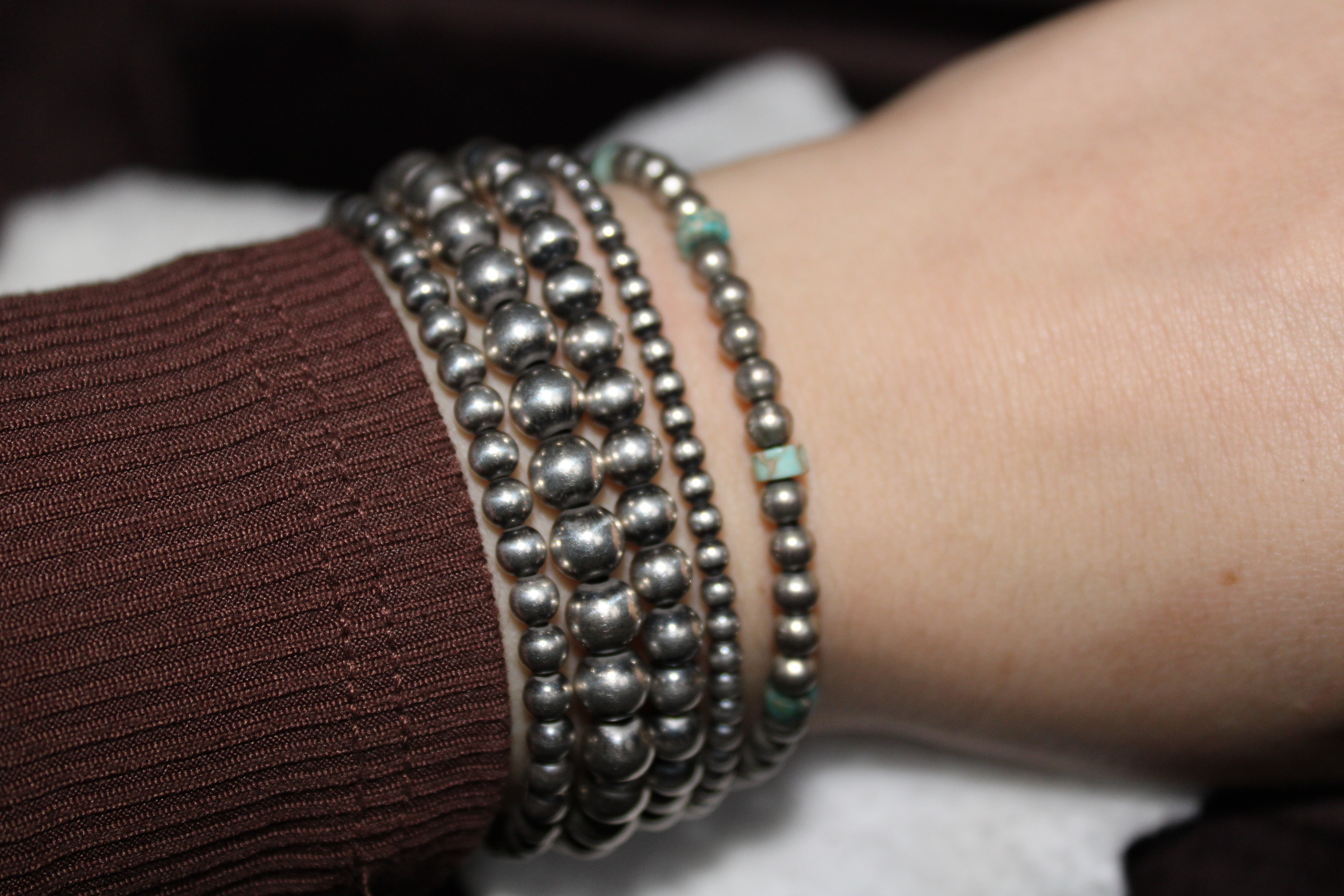 5mm Sterling Sliver Pearl Stretchy Bracelet – Creekside Cowboy