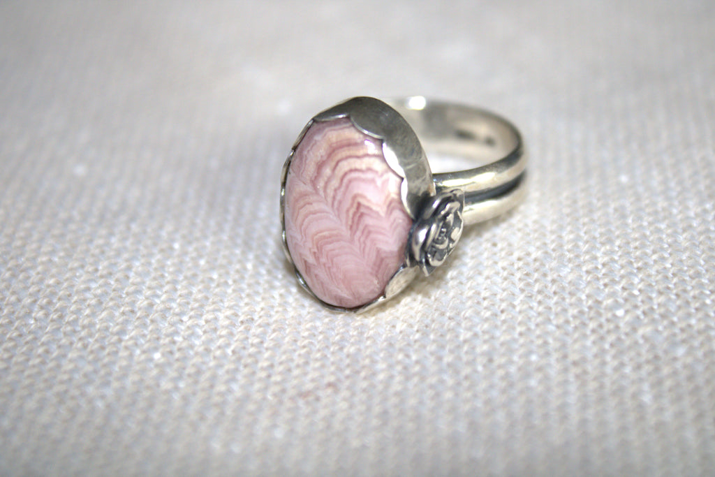 Rhodochrosite Rose Ring