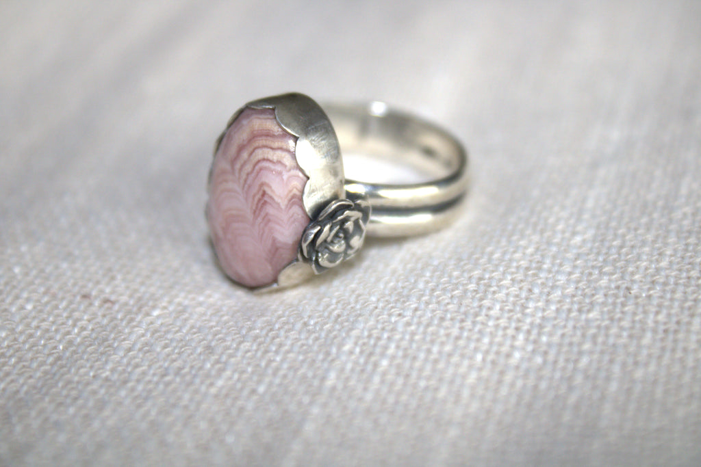 Rhodochrosite Rose Ring