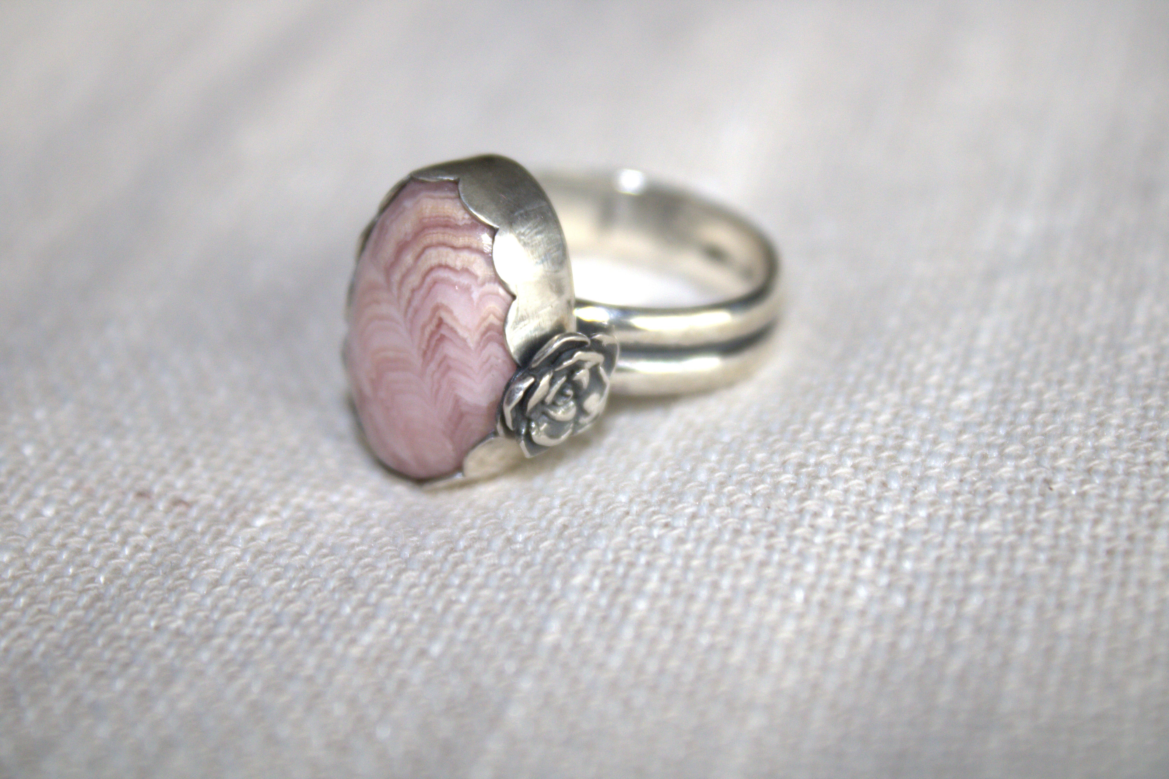 Rhodochrosite Rose Ring