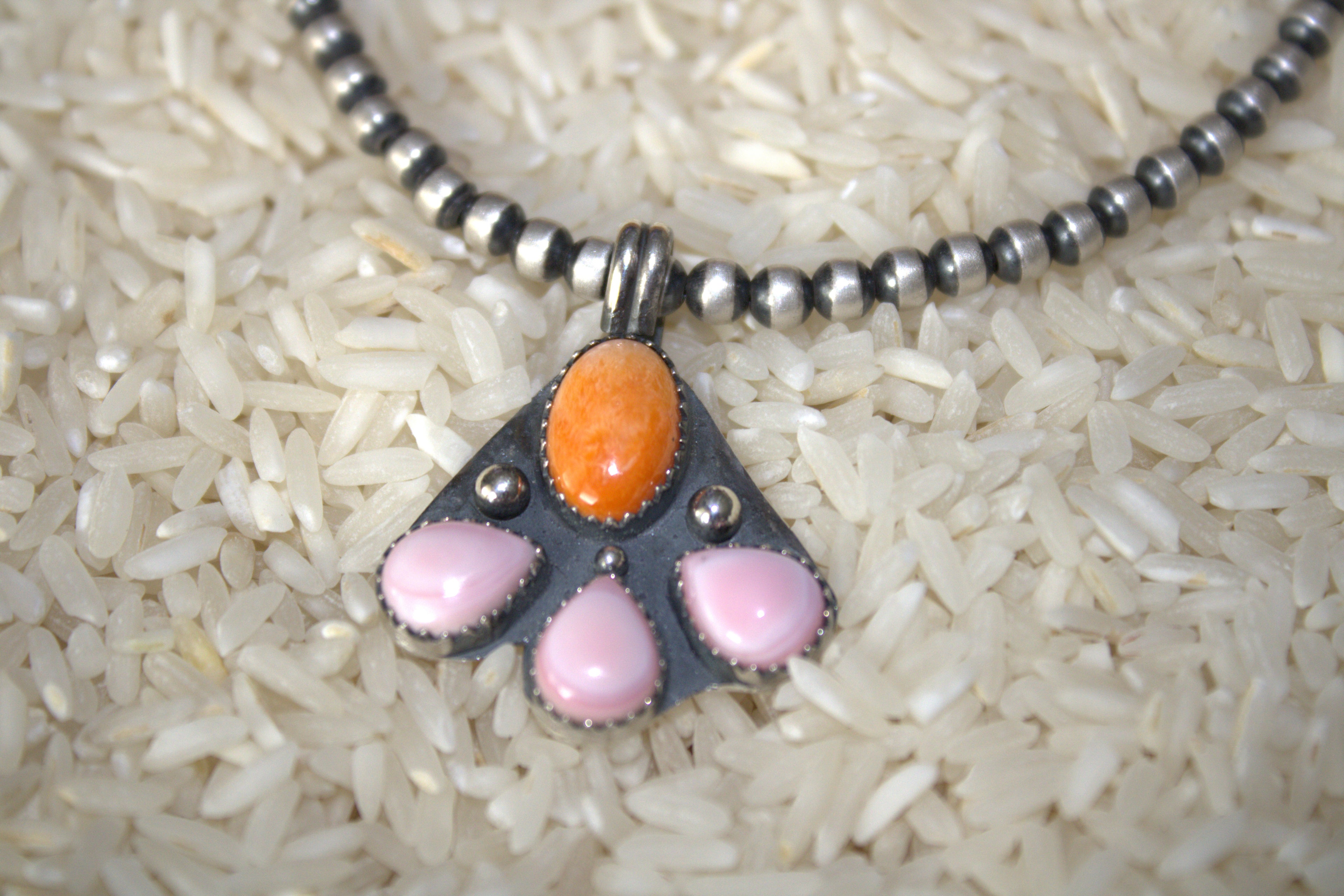 Pink Conch and Orange Spiney Pendant