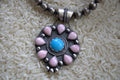 Pink Conch and Turquoise Flower Pendant