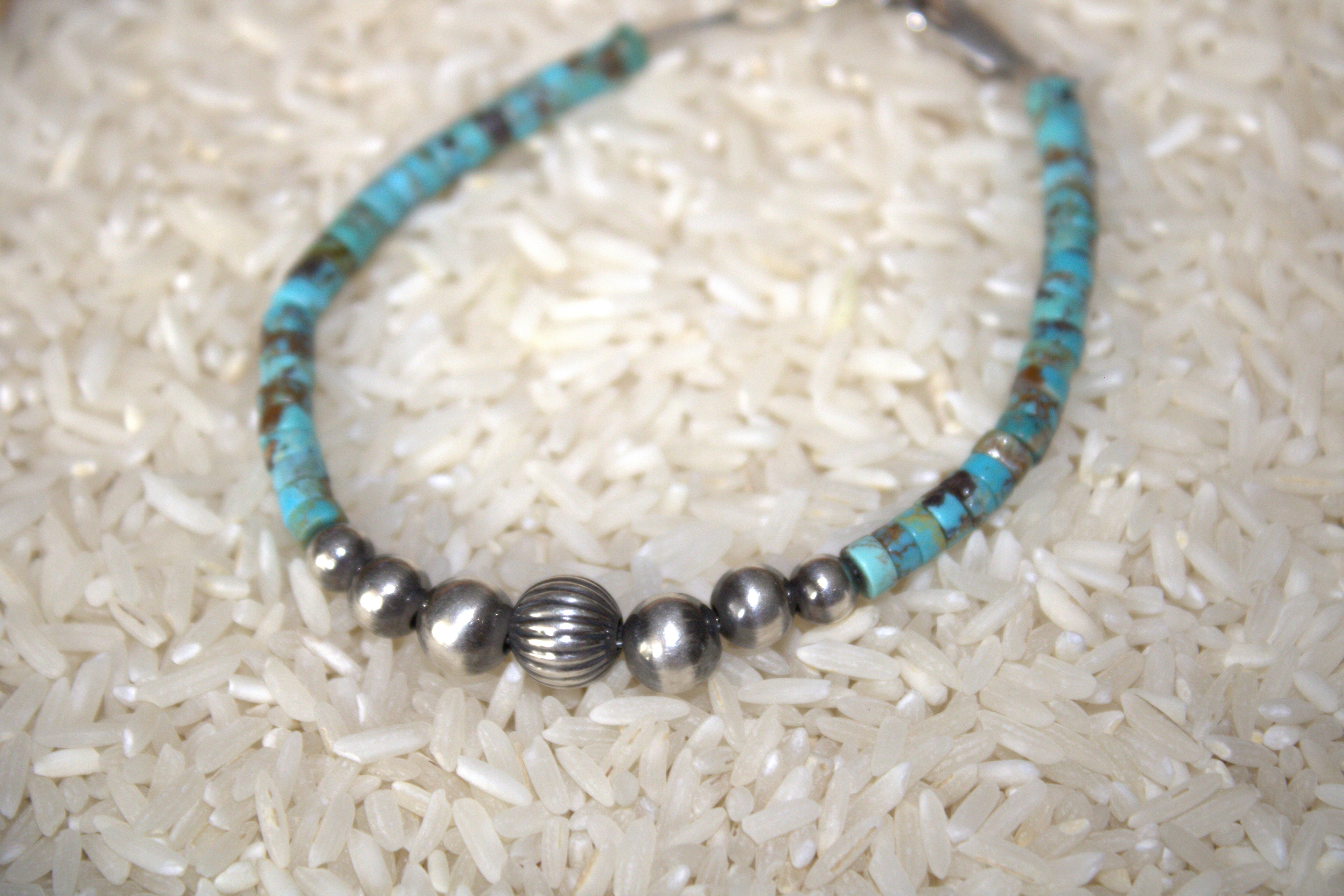 Turquoise and Pearl graduated bracelet