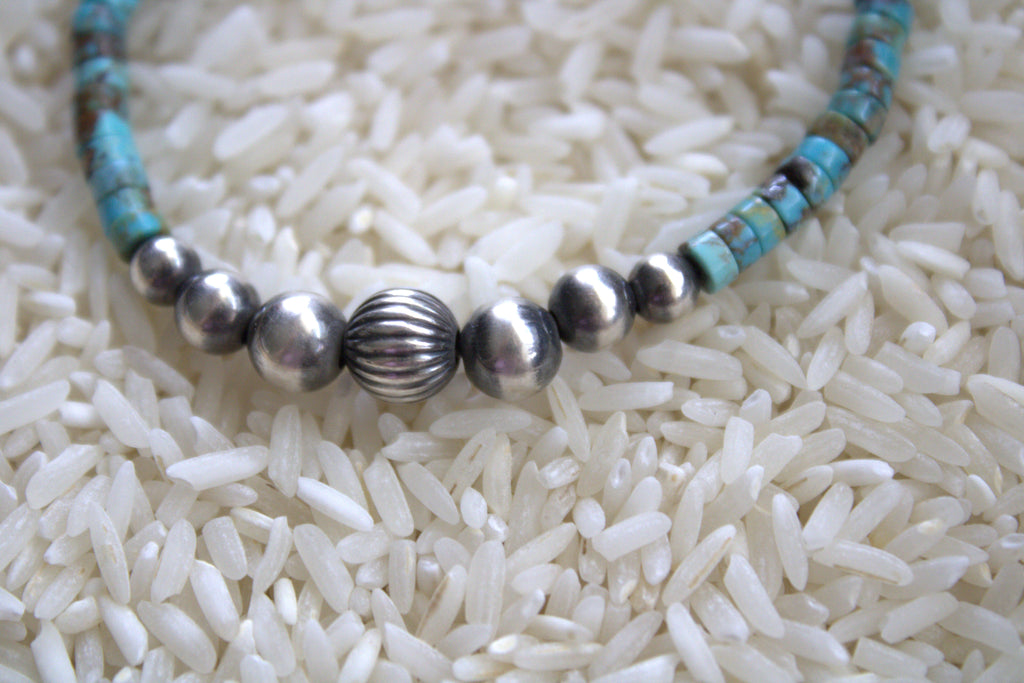 Turquoise and Pearl graduated bracelet