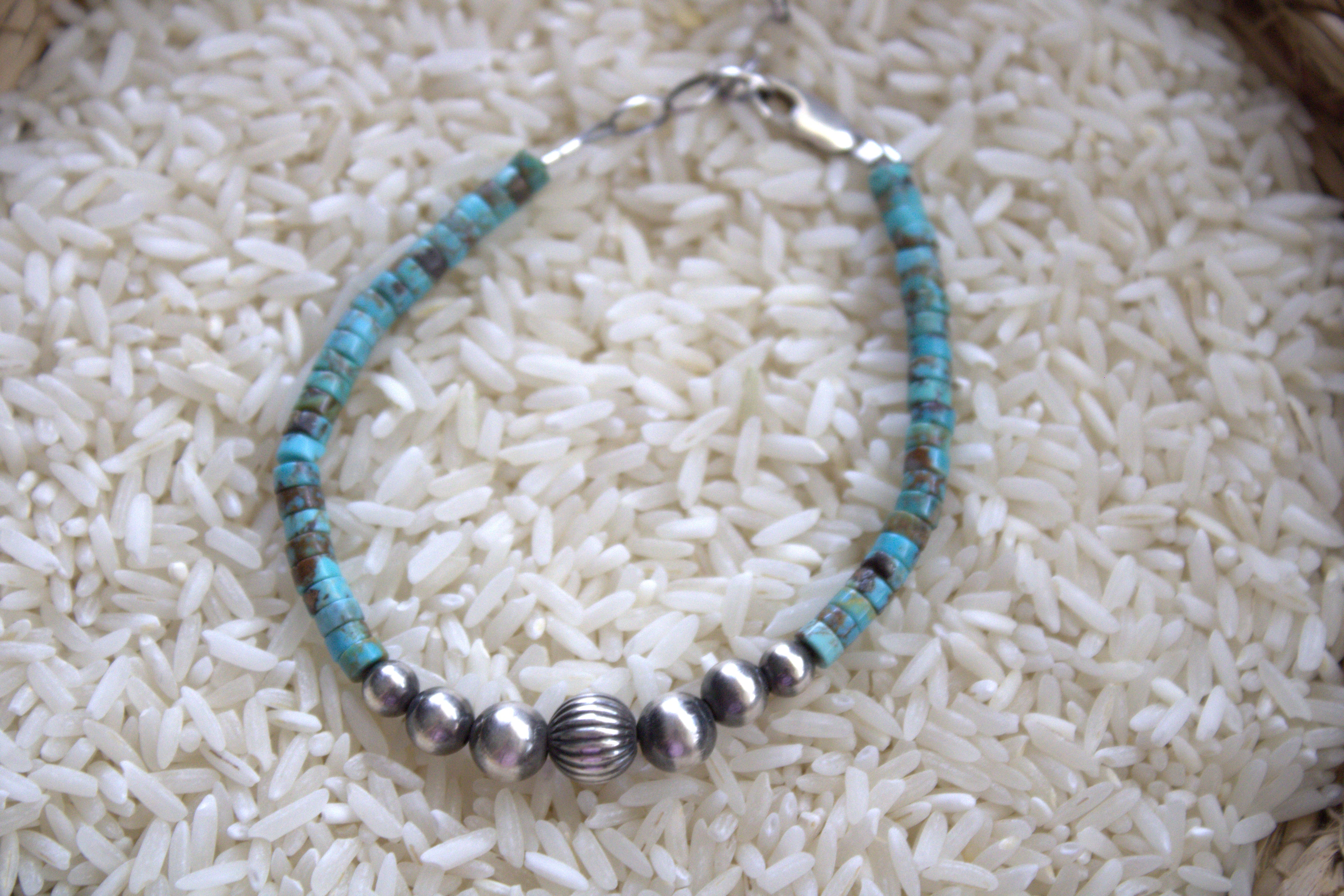 Turquoise and Pearl graduated bracelet